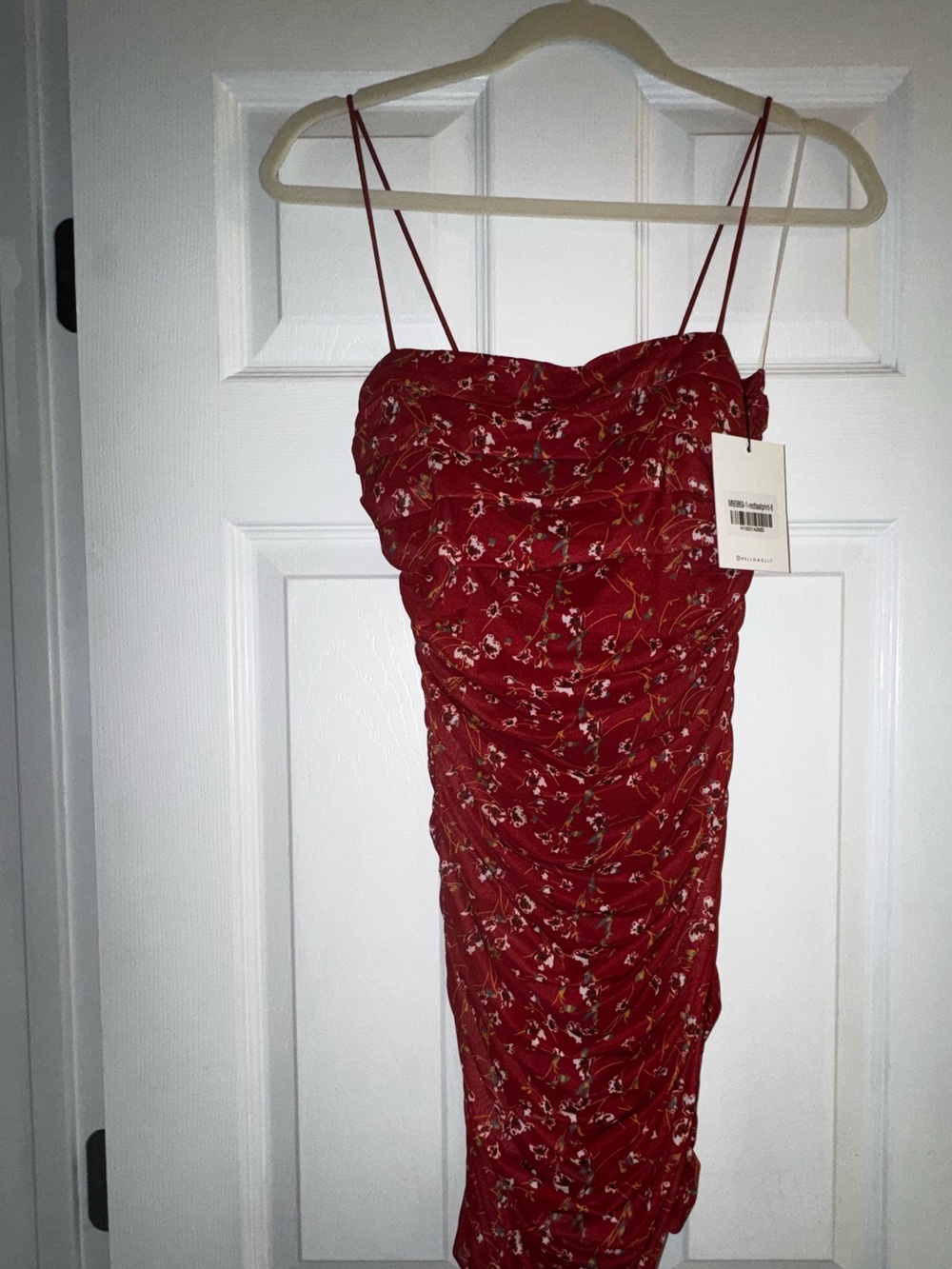 Hello Molly Red Floral Ruched Slip Dress NWT